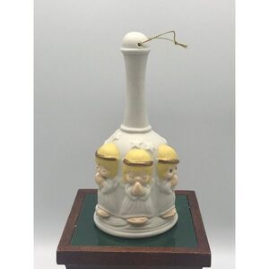 Hallmark 3D praying Angel trio with stars 6” ceramic bell. Houston Harvest